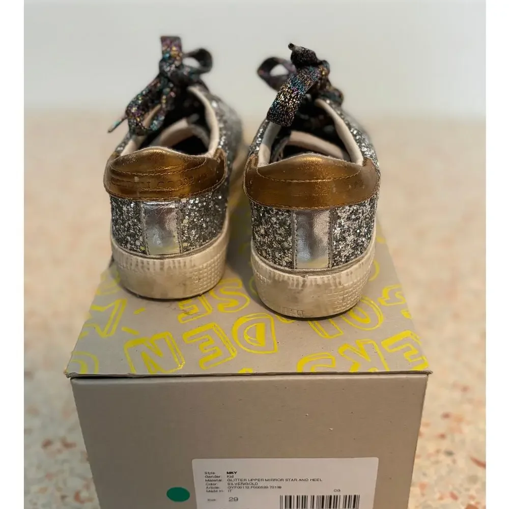 Golden Goose Kids May Kids Unisex Sneakers - Silver Gold - Size 29 US 12